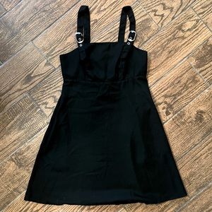Black Buckle Strap Pinafore Dress